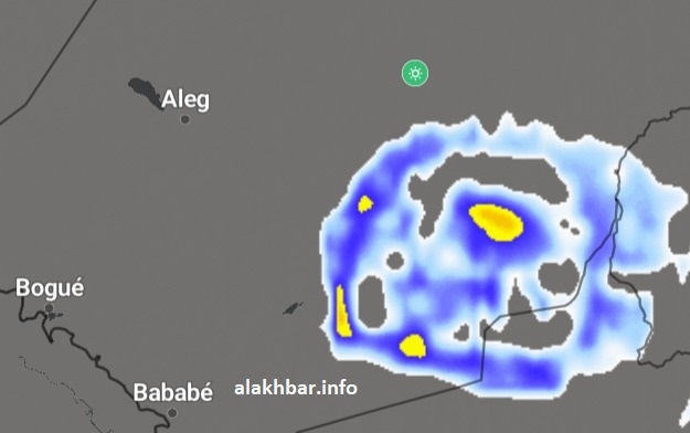 سحب ماطرة وصلت شرق البراكنة نحو الساعة: 21:00 قادمة من غرب العصابة، ومتجهة صوب شمال كوركل وجنوب البراكنة