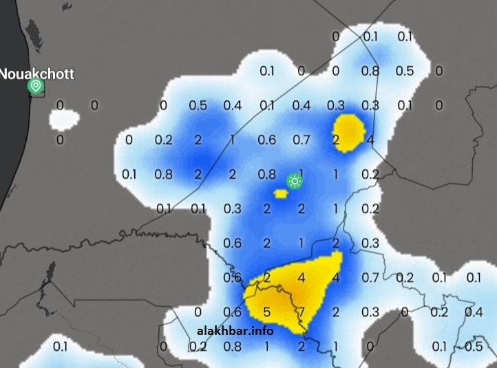 خارطة انتشار السحب الماطرة المتوقعة من مساء السبت إلى صباح الأحد