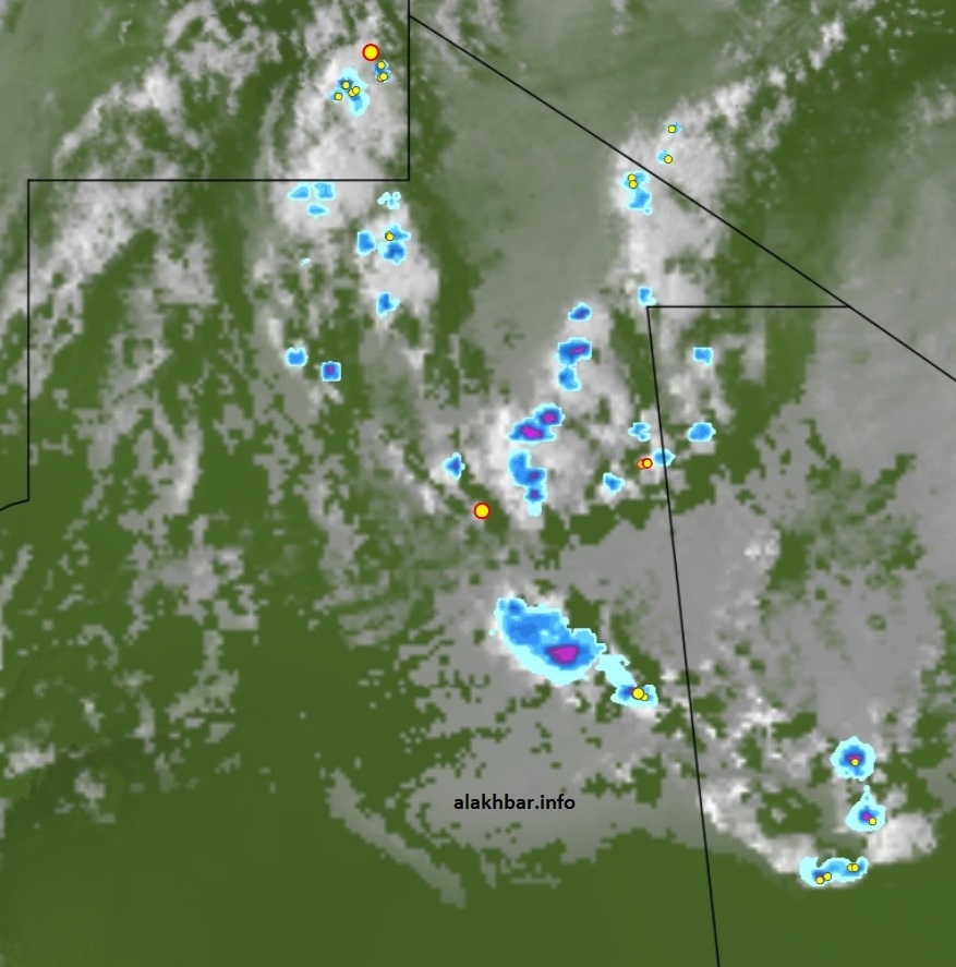 خارطة انتشار السحب شمال البلاد الساعة 18:00 مساء