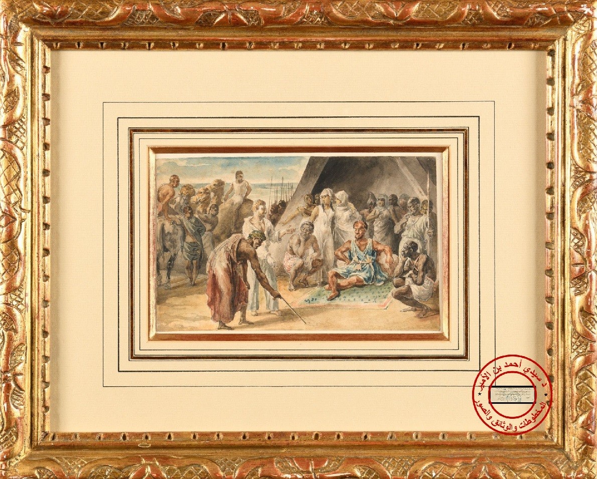 لوحة الفنان الفرنسي جيريكو الخاصة بأمير الترارزة أعمر ولد المختار وهو في مجلسه وقد تم تلوينها