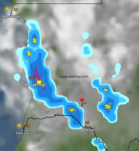 خارطة توقع توزع الامطار صباح الأربعاء 19 سبتمبر 2018، الإشارة عند ألاك