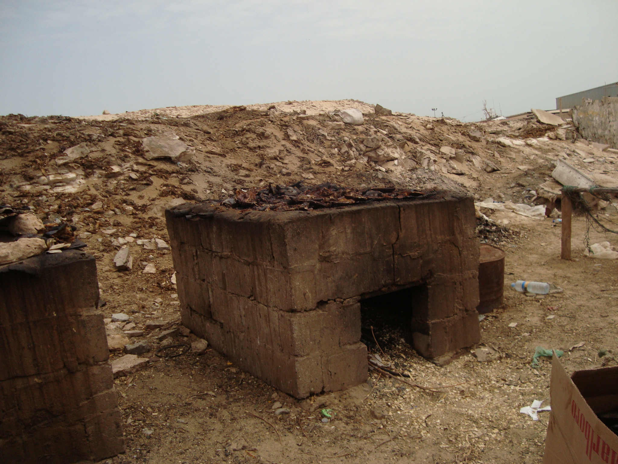 هنا يقوم شيكو بعملية شي الأسماك قبل عرضها في السوق (تصوير الأخبار)