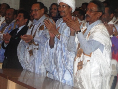 الوزراء وكبار الشخصيات عبروا عن ارتياحهم لإعادة محمد محمود ولد محمد الأمين رئيسا للحزب الحاكم (تصوير الأخبار)
