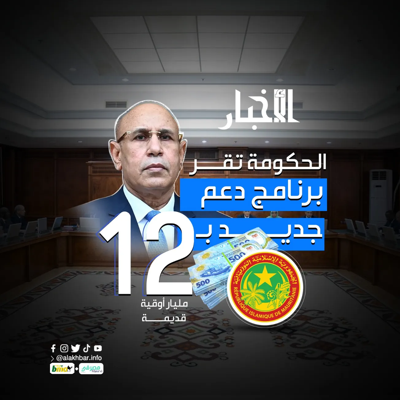 الحكومة تقر برنامج دعم جديد بـ12 مليار أوقية قديمة