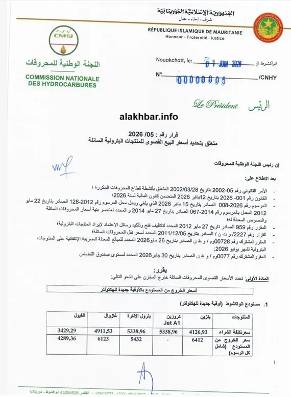 موريتانيا تقر رابع زيادة في أسعار المحروقات خلال نحو ثلاثة أشهر