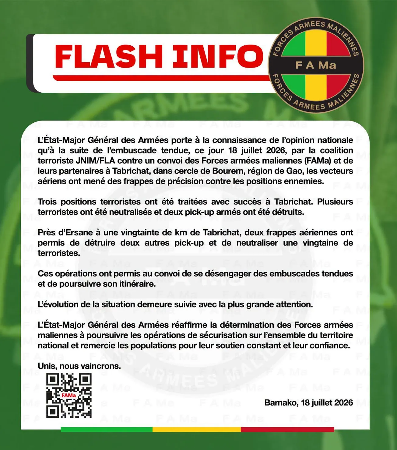 الجيش المالي والجبهة الأزوادية يعلنان مقتل العشرات من عناصر بعضهما البعض