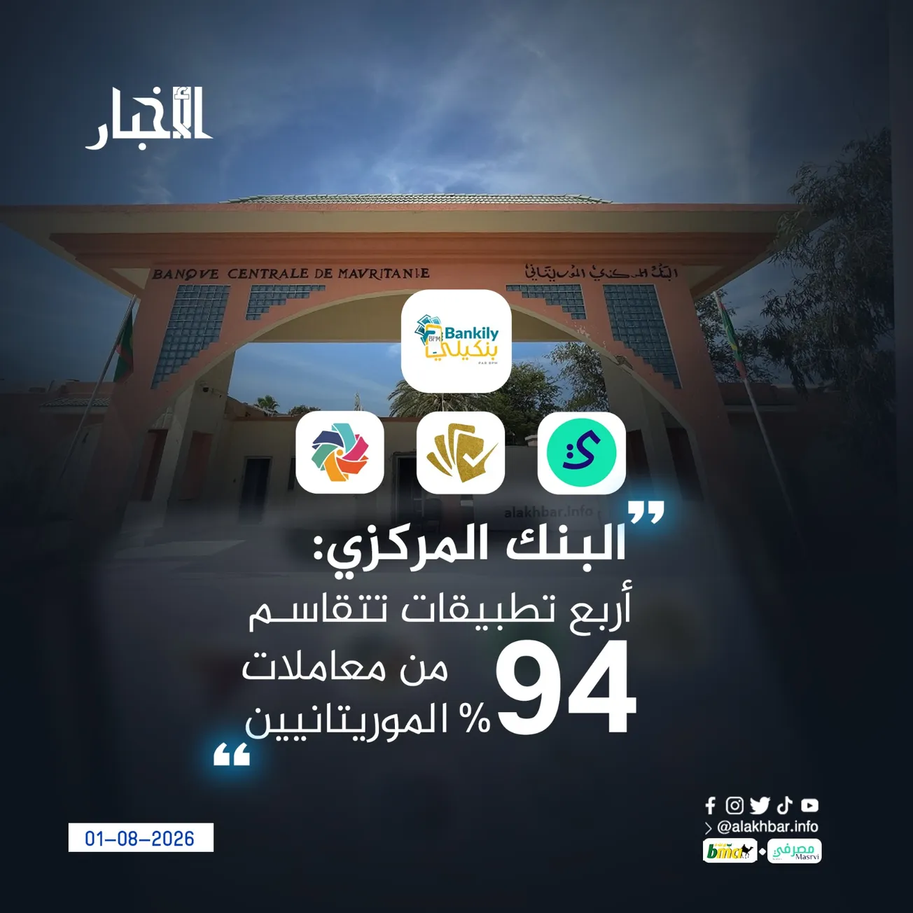 البنك المركزي: أربع تطبيقات تتقاسم 94% من معاملات الموريتانيين