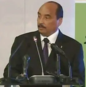 الرئيس الموريتاني محمد ولد عبد العزيز خلال خطاب له يوم أمس بقصر المؤ?
