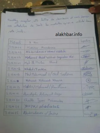 واجهة الصفحة الأولى من رسالة الاستقالة الجماعية لطلاب المدرسة (الأخ?