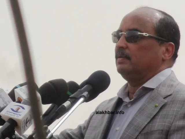 الرئيس الموريتاني محمد ولد عبد العزيز خلال حديثه في المهرجان صباح أم