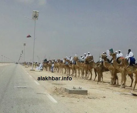 جانب من الاستقبالات اليوم الأحد على طريق المطار