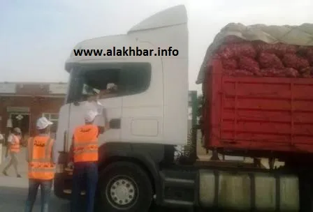 الشباب وهم يوزعون أوراقا تحذر من حوادث السفر على السائقين (الأخبار)