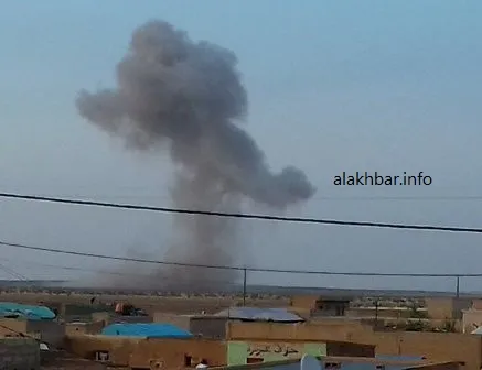 صورة من عملية تفجير الذخائر مساء اليوم (الأخبار)