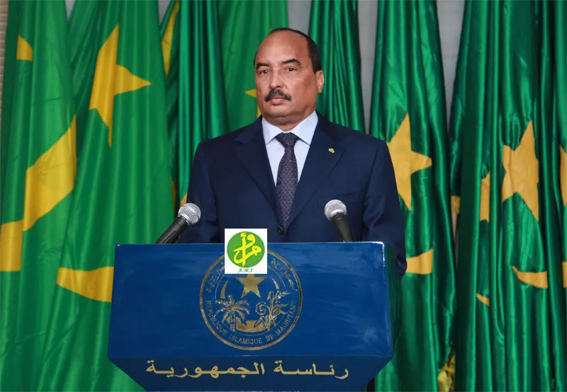 الرئيس الموريتاني محمد ولد عبد العزيز خلال أحد خطاباته المسجلة