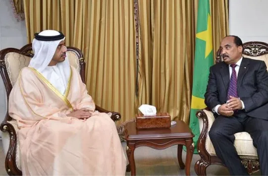 الرئيس الموريتاني محمد ولد عبد العزيز ووزير خارجية الإمارات عبد الل?