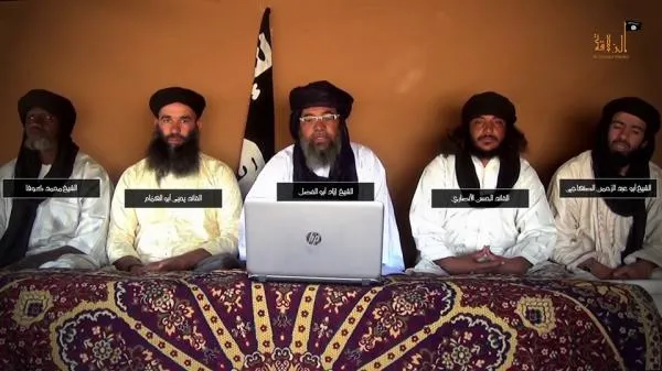 قادة جماعة "نصرة الإسلام والسملين" خلال الإعلان عنها بداية مارس الما?