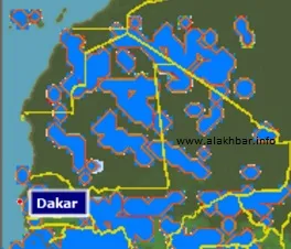 خارطة توقعات الأمطار مساء السبت 29 يوليو على عموم موريتانيا