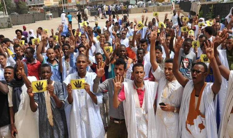 جانب من وقفة سابقة  في نواكشوط لإحياء الذكرى الثانية لمجزرة رابعة في 