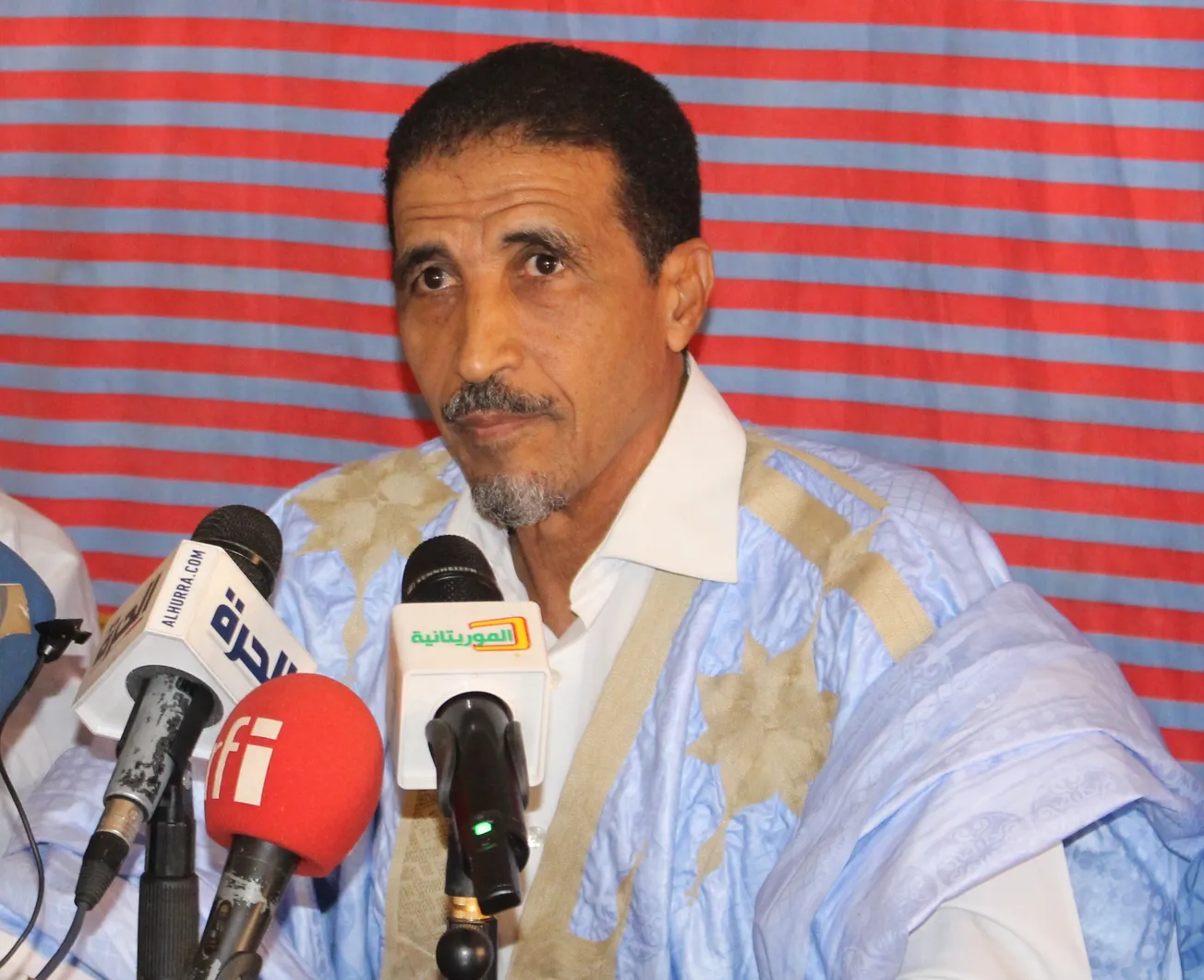 رئيس حزب اتحاد قوى التقدم محمد ولد مولود خلال مؤتمر صحفي سابق (الأخبا