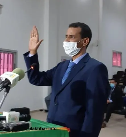 الدكتور الحسين ولد مدو خلال أداء اليمين القانونية اليوم 