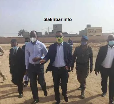 جانب من زيارة وزير الشباب رفقة رئيس الإتحادية والسلطات للأشغال في ال