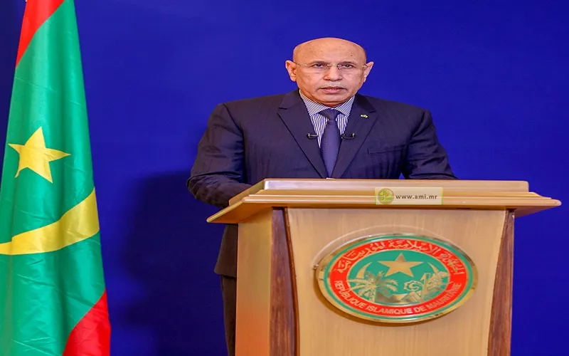 الرئيس الموريتاني محمد ولد الغزواني خلال خطابه الليلة (وما)
