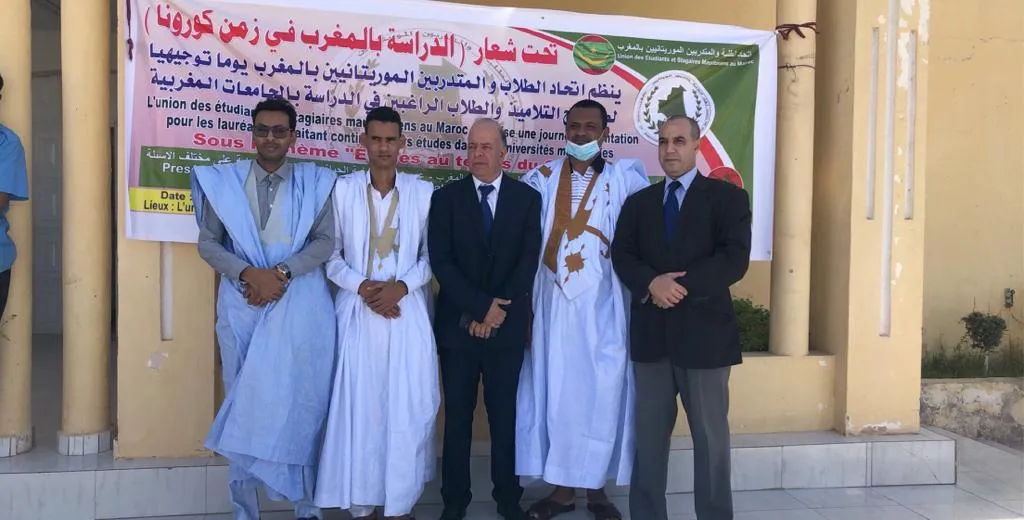 رئيس المركز مع مسؤولين في اتحاد الطلبة والمتدربين الموريتانيين