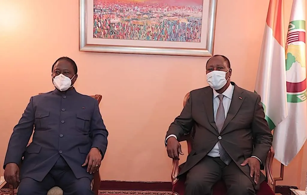 واتارا وبيديي خلال لقائهما الثنائي اليوم بأبيدجان