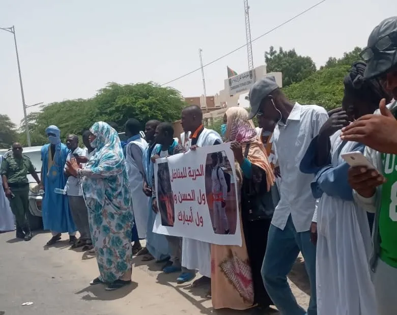 جانب من الوقفة الاحتجاجية اليوم أمام مكاتب الأمم المتحدة بنواكشوط