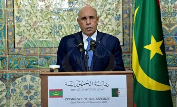 الرئيس محمد ولد الغزواني خلال المؤتمر الصحفي المشترك مع نظيره الجزا?