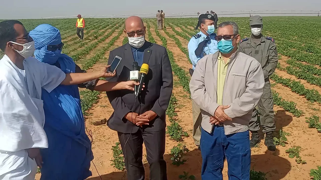 وزير الزراعة سيدنا أحمد اعل خلال حديثه لوسائل الإعلام في ختام زيارته