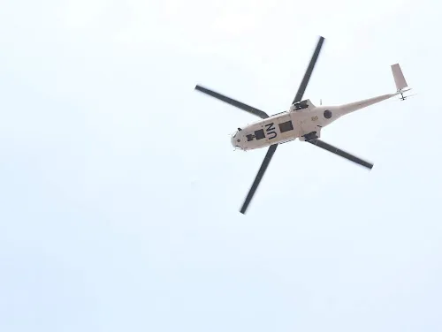UN helicopter from ground