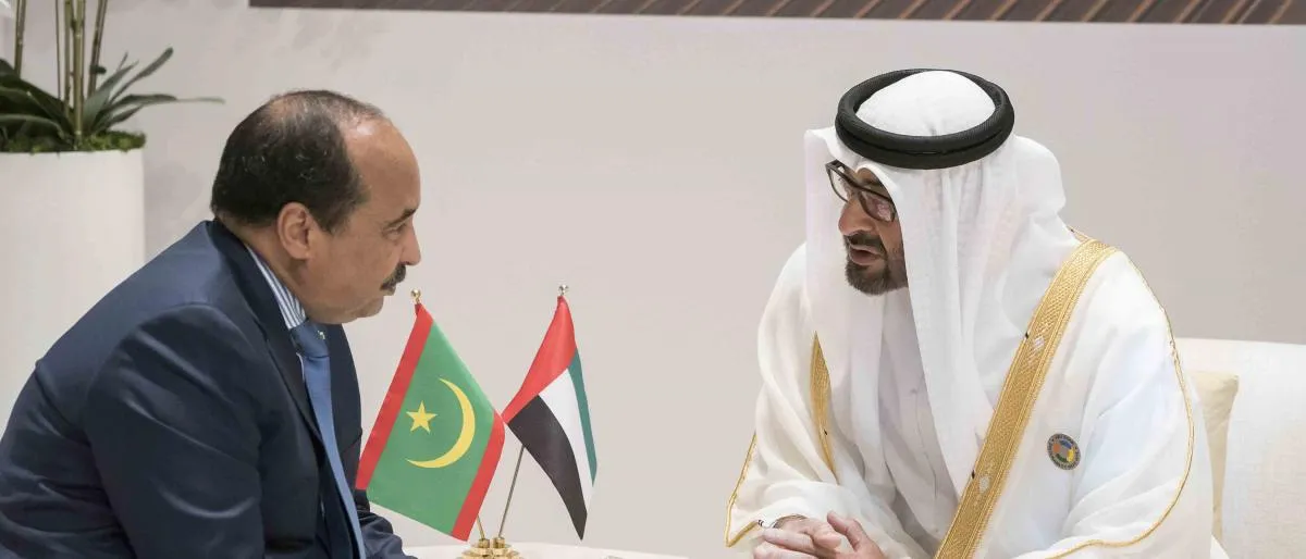 رئيس دولة الإمارات محمد بن زايد، والرئيس الموريتاني السابق محمد ولد 
