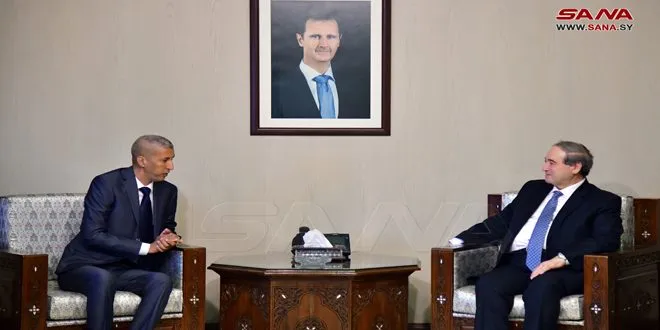 وزير الخارجية السوري مع رئيس الوفد البرلماني الموريتاني المصطفى بلا