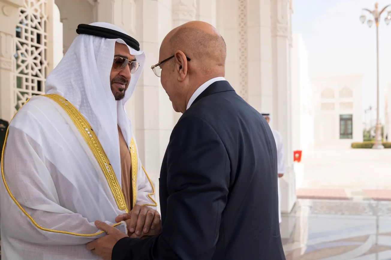 غزواني وبن زايد خلال لقاء بينهما في أبو ظبي فبراير 2020
