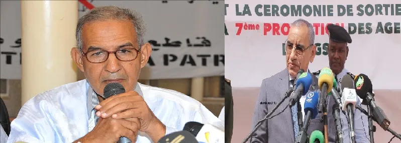وزير الداخلية محمد أحمد محمد الأمين، ورئيس حزب التكتل أحمد ولد داداه