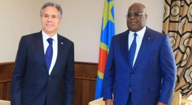 الرئيس الكونغولي فيليكس تشيسيكيدي ووزير الخارجية الأمريكي أنتوني ب?