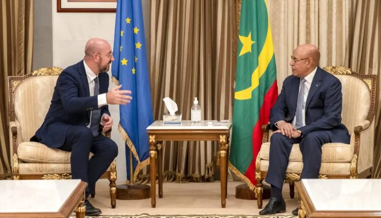 الرئيس محمد ولد الغزواني ورئيس المجلس الأوربي شارل ميشيل خلال مباحث?