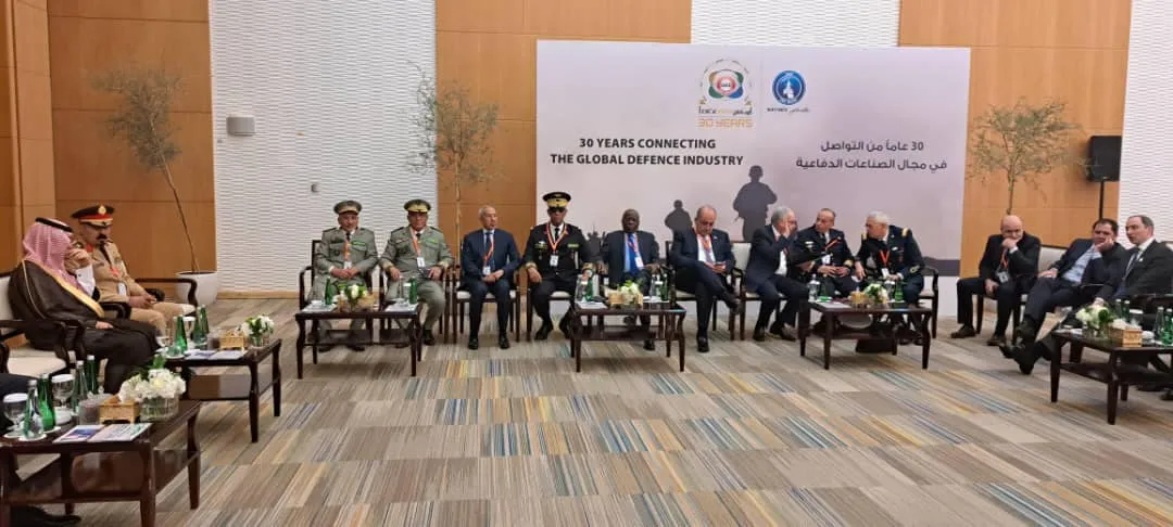 وزير الدفاع حننا سيدي حننا خلال مشاركته في المؤتمر والمعرض اليوم 