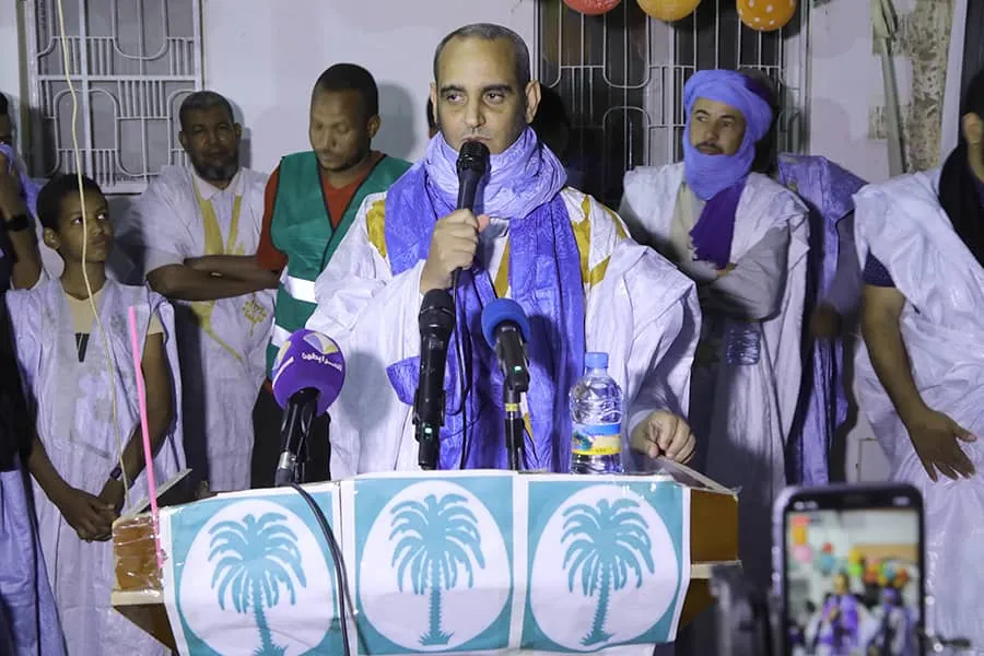 رئيس حزب "تواصل" حمادي سيدي المختار خلال مهرجان سياسي مساء أمس بمقاطع
