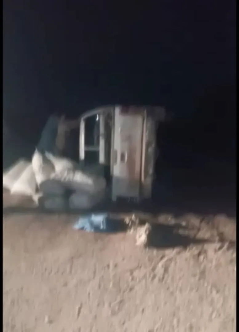 سيارة المنقبين عقب الحادث 