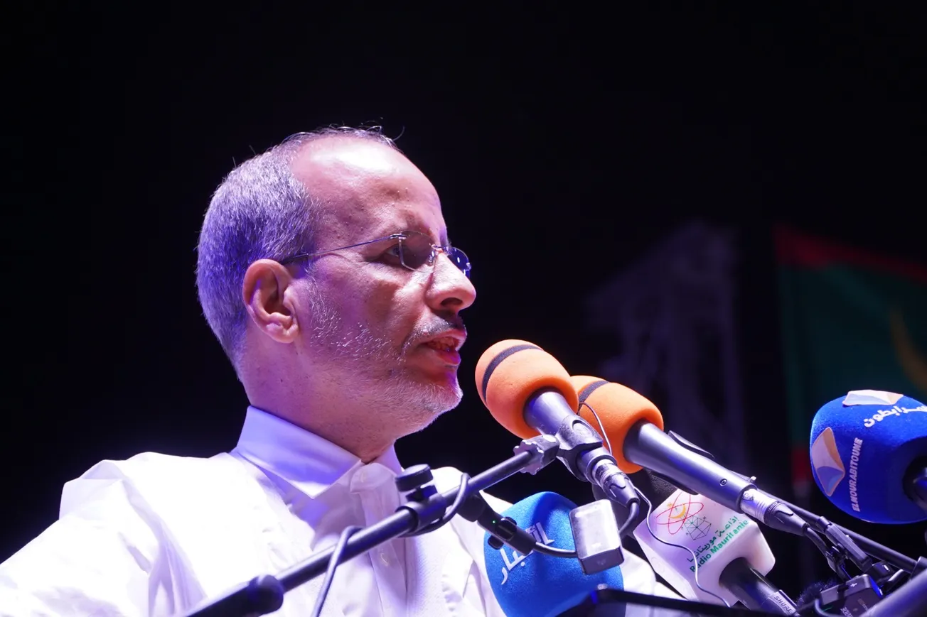 محمد ماء العينين أييه رئيس حزب الإنصاف خلال حفل انطلاق حملة حزبه الي?