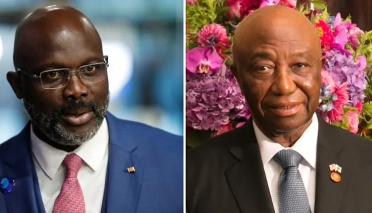 جوزيف بواكاي زعيم المعارضة الليبيرية والرئيس منتهي الولاية جورج ويا