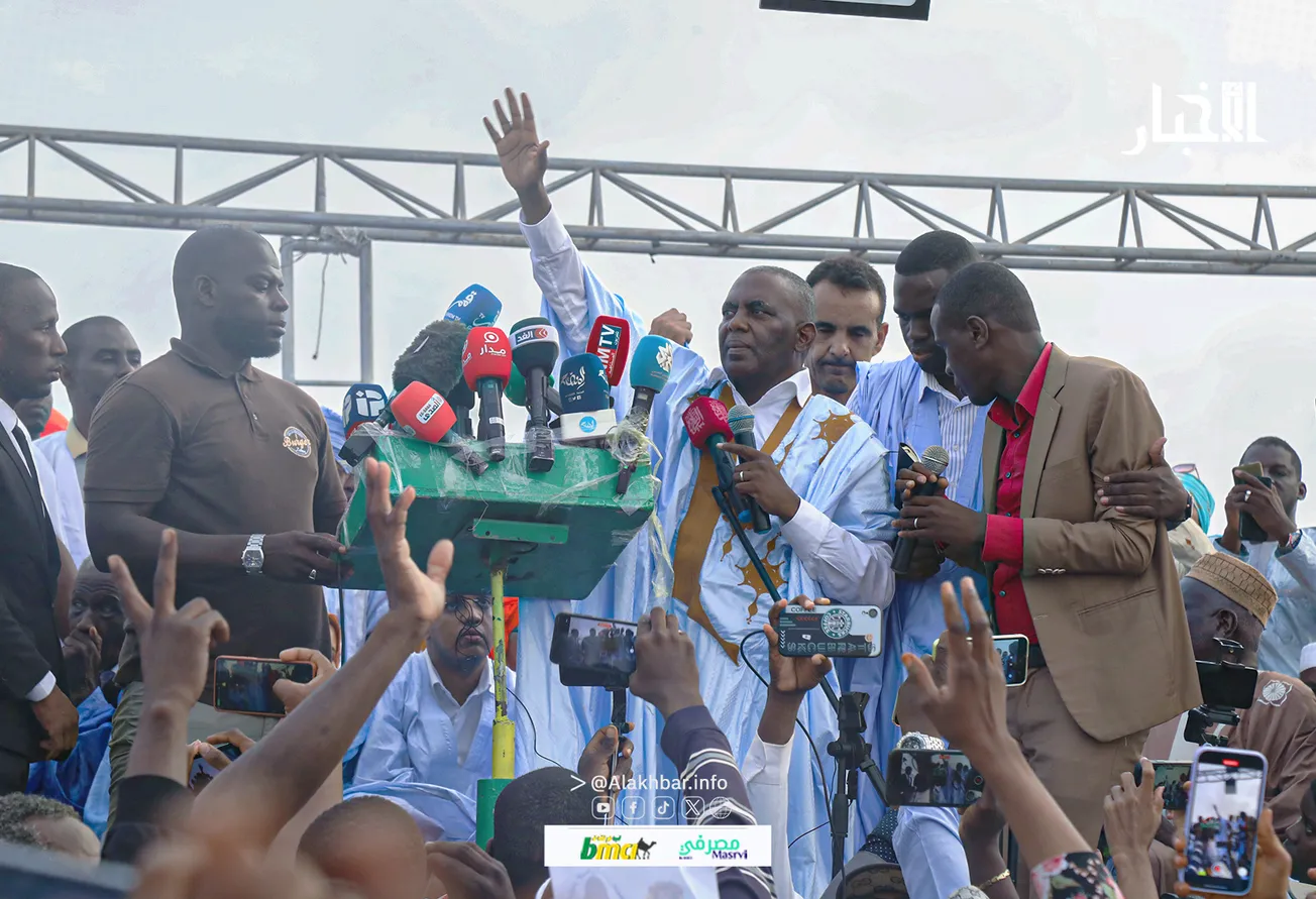 المرشح الرئاسي بيرام الداه اعبيد خلال كلمته في المهرجان مساء اليوم 