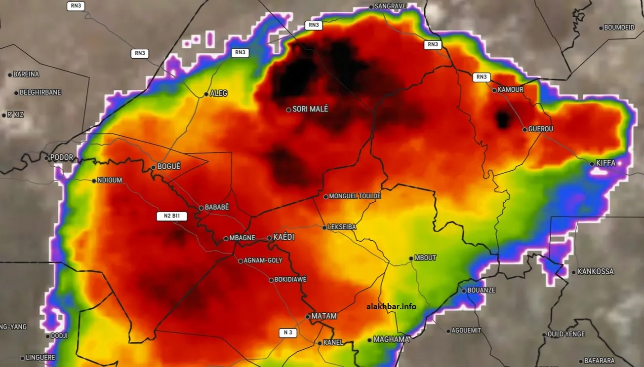 خارطة انتشار السحب ضحى اليوم عند الساعة 10:50