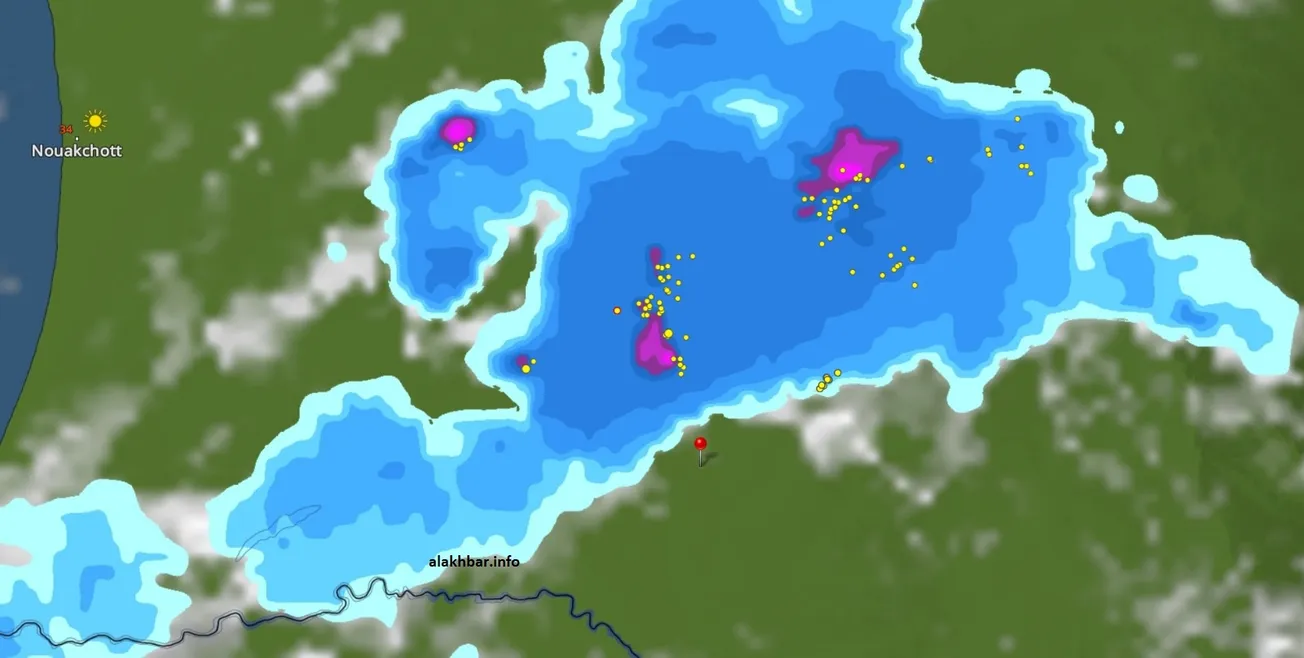 خارطة انتشار السحب عند الساعة: 15:36، الإشارة عند مدينة ألاك
