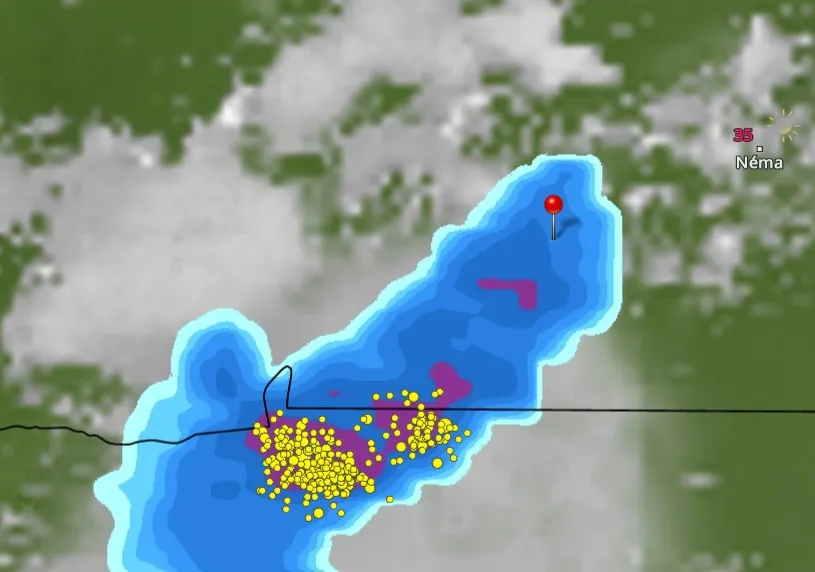 خارطة انتشار السحب المتوقعة صباح السبت، الإشارة عند تمبدغة