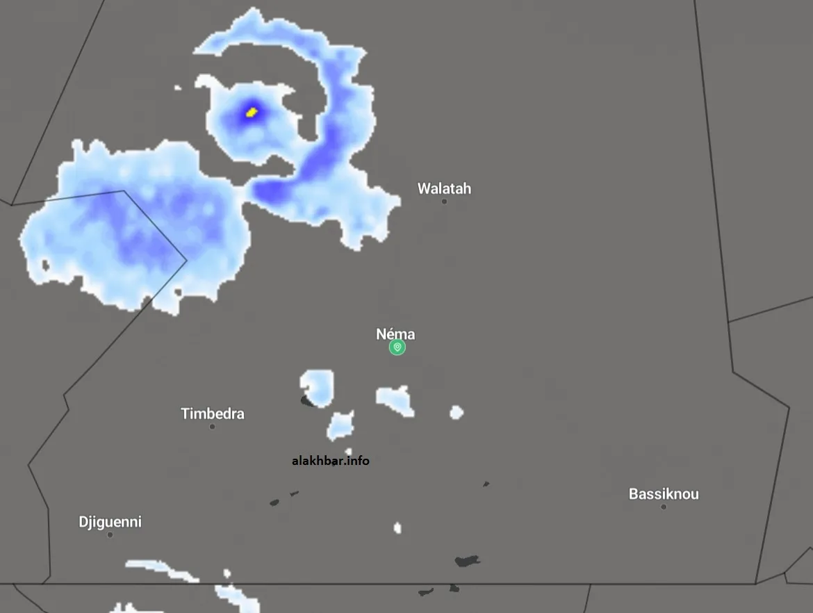 خارطة انتشار السحب عند الساعة 13:10