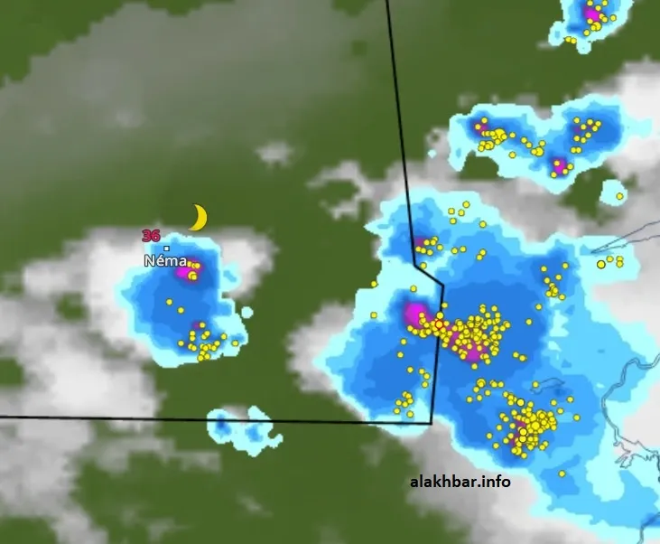 خارطة انتشار السحب عند الساعة 19:15 دقيقة 