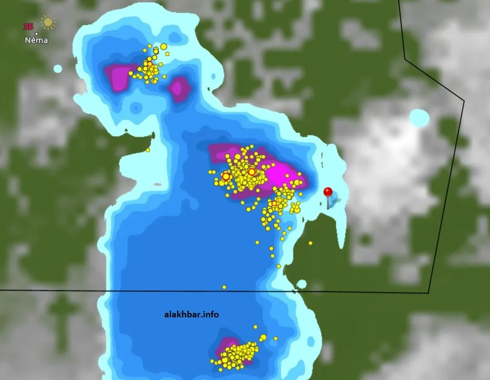 خارطة انتشار السحب عند الساعة 17.20 الإشارة عند باسكنو،